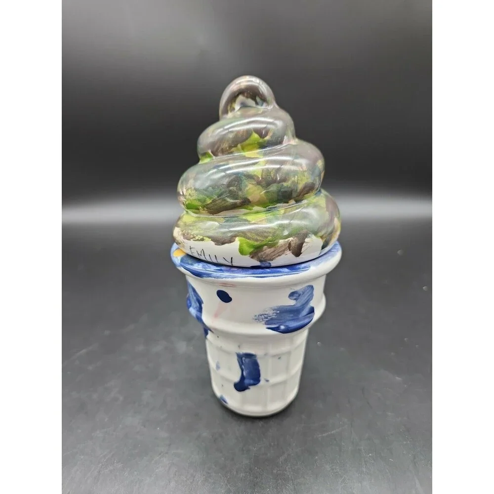 Ceramic Ice Cream Cone Dish Handmade by Emily Soft Serve Ice-cream Decorative